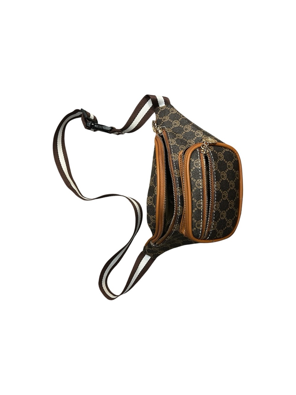 Brown Monogram Crossbody Waist Bag - Unbranded